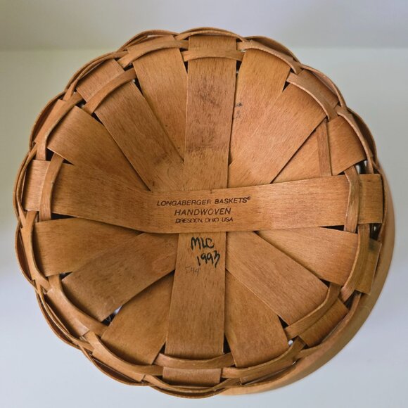 Longaberger Handwoven Small Basket With Handle 1993 Dresden Ohio USA Signed MIC - Picture 7 of 16